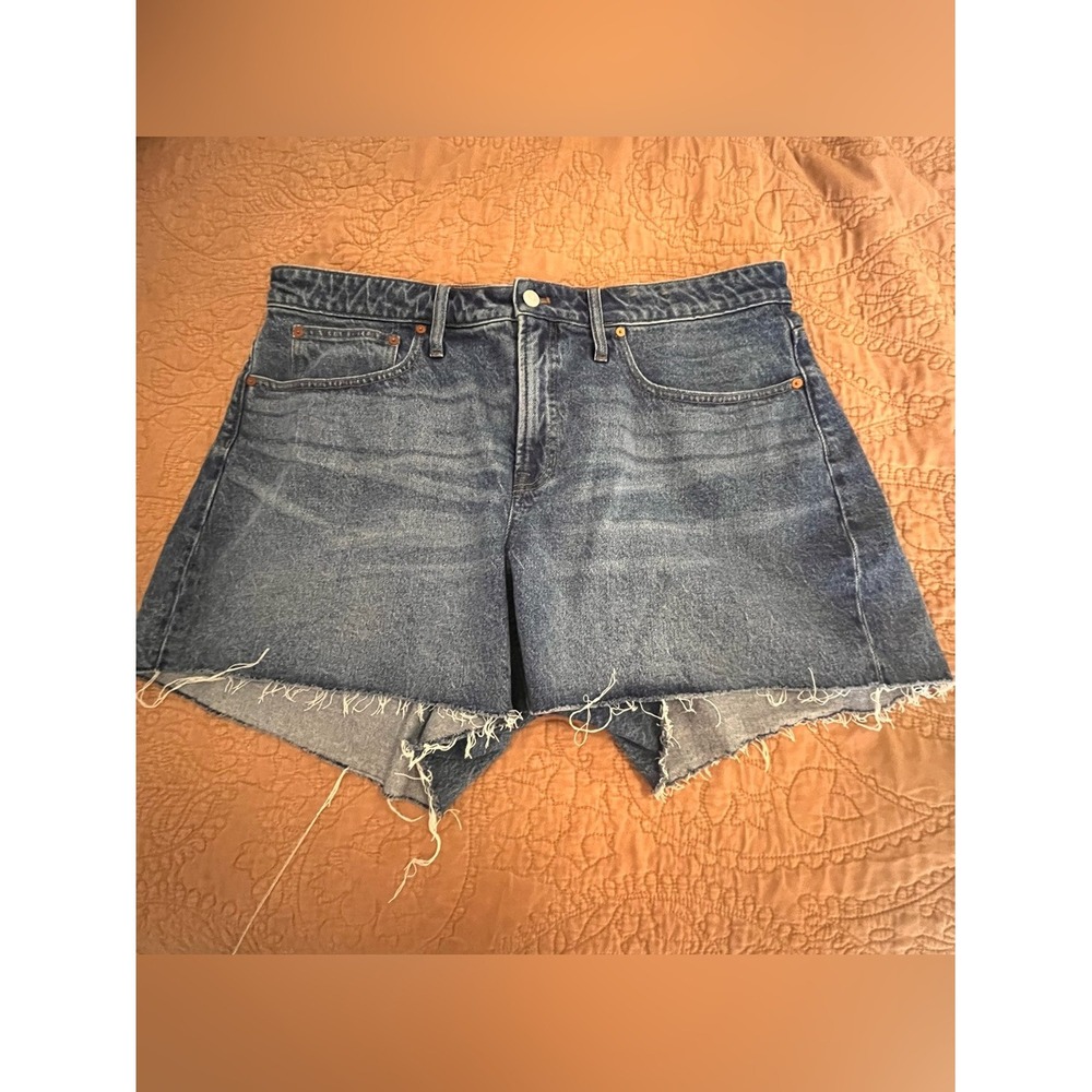 Madewell 18W Cut Off Curvy Perfect Jean Short High Rise Frayed Med Wash 4"